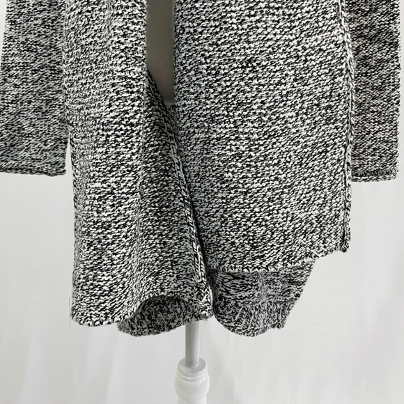 New Caslon Marled Knit Draped Open Front Cardigan Sweater Black White Size Small - Picture 4 of 16